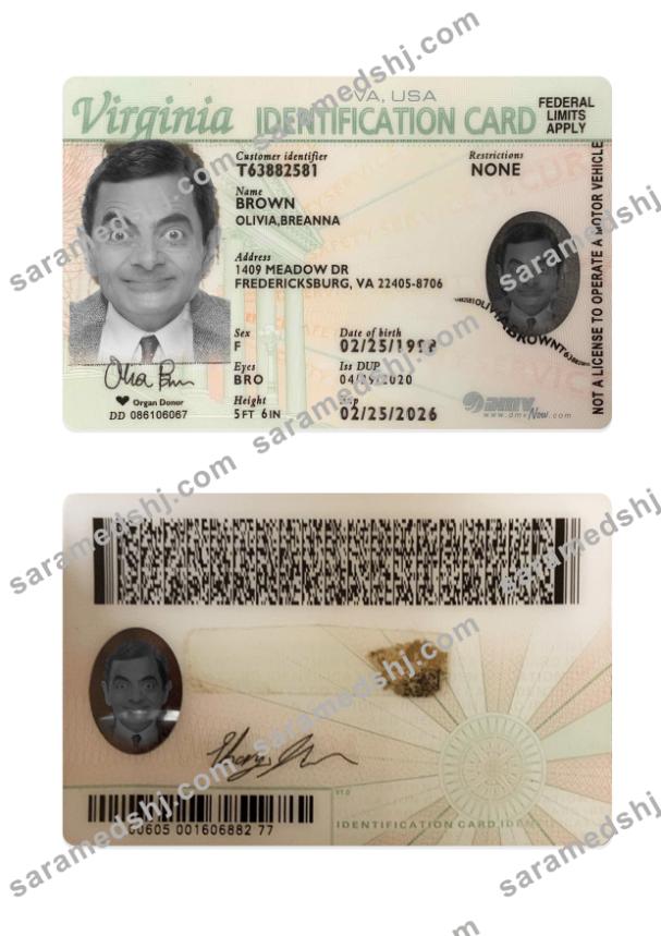 USA Virginia ID card